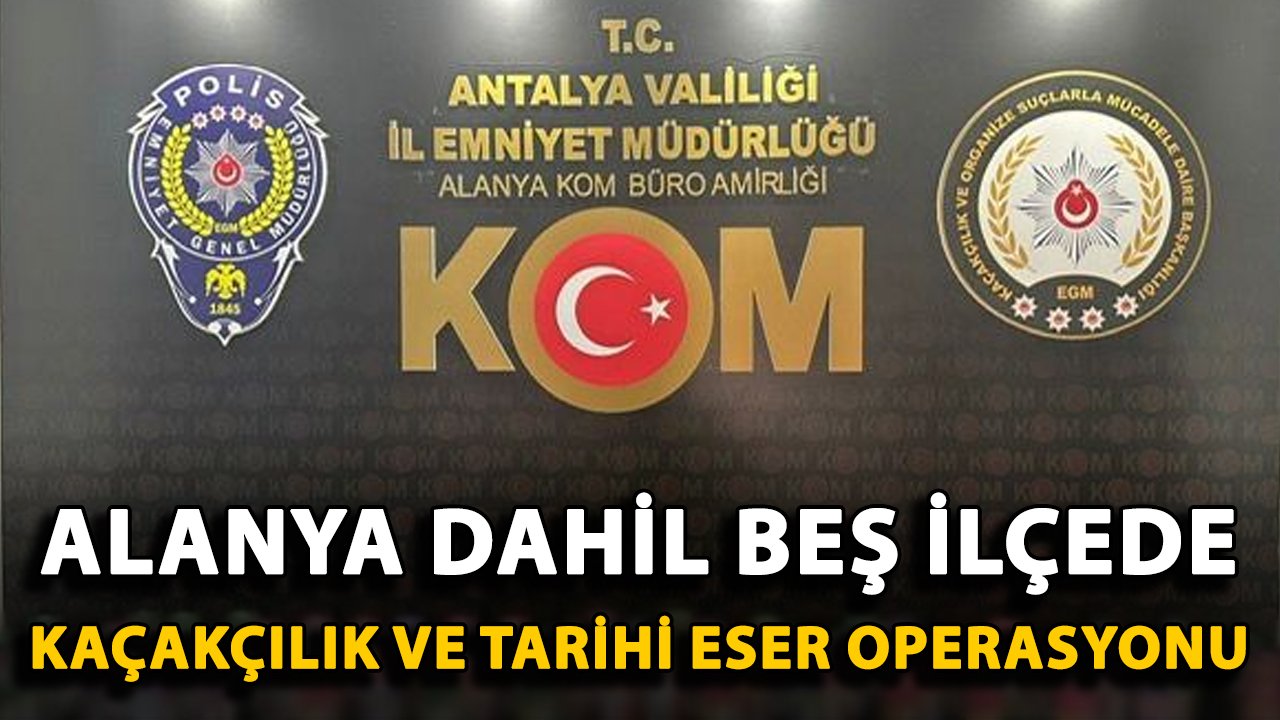 Alanya dahil beş ilçede kaçakçılık ve tarihi eser operasyonu