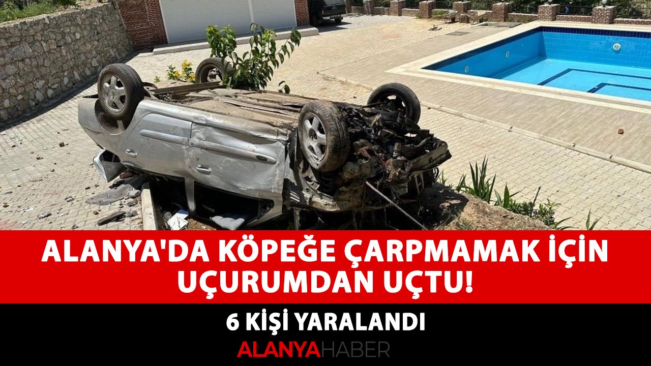 Alanya'da köpeğe çarpmamak için uçurumdan uçtu! 6 kişi yaralandı