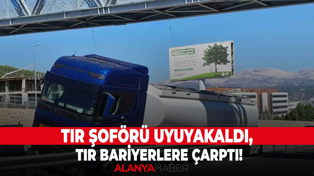 TIR şoförü uyuyakaldı, TIR bariyerlere çarptı!