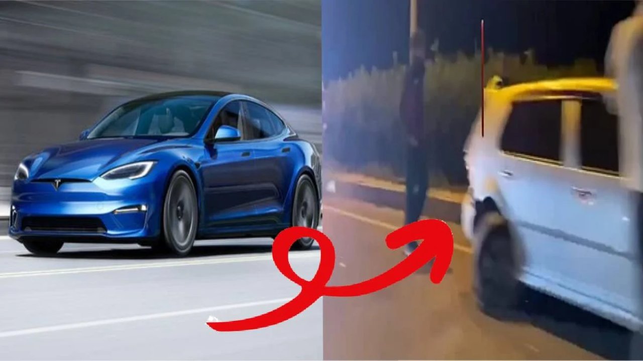 Volkswagen ile çarpışan Tesla'nın halini görenler şokta: ufak bir çizik dahi yok