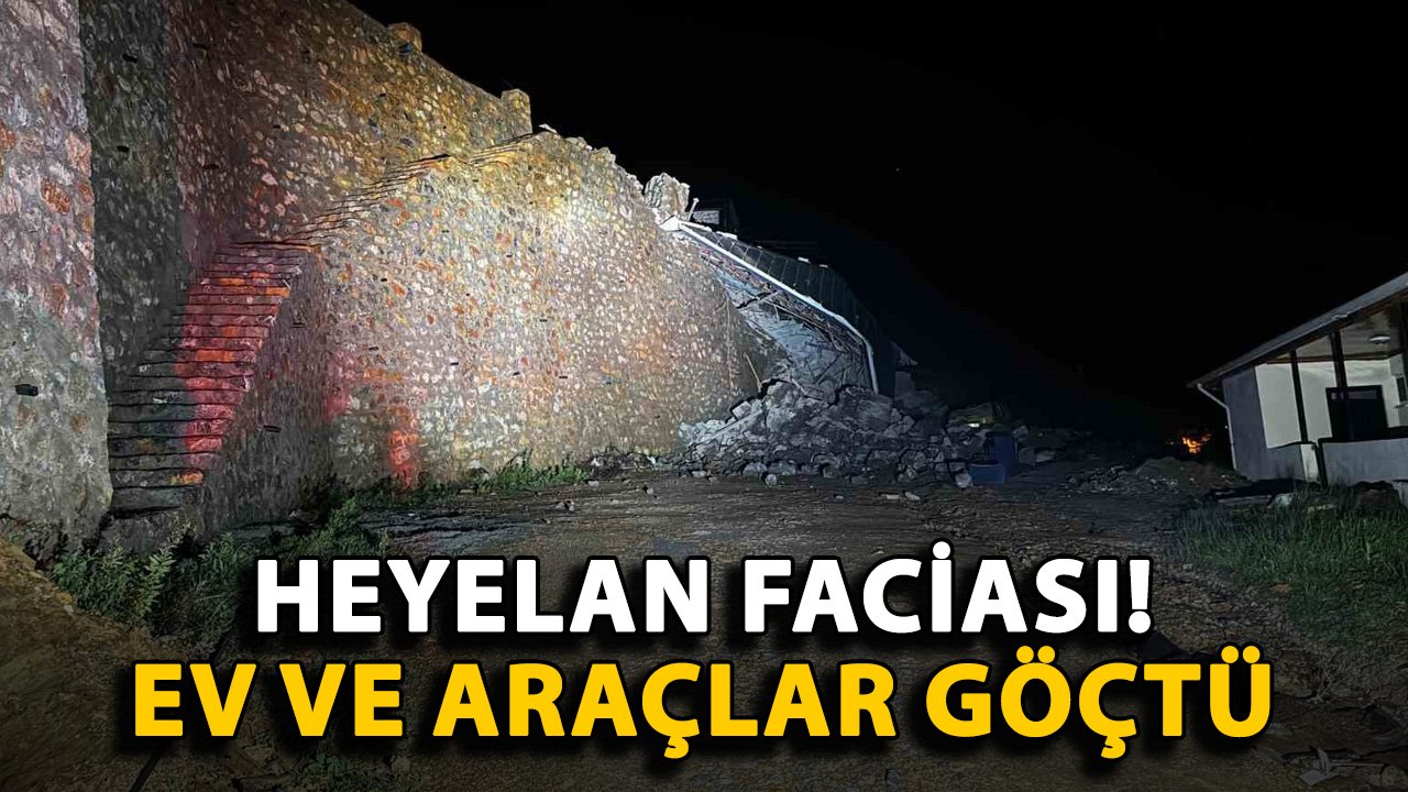 Heyelan faciası! Ev ve araçlar göçtü